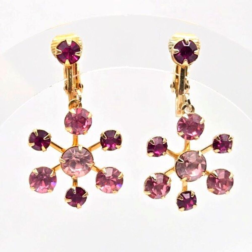 Chic Gold and Pink Crystal Earrings